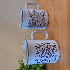 DUNOON CERAMICS SCOTLAND Floral Pattern Ceramic Mugs, Set Of 2